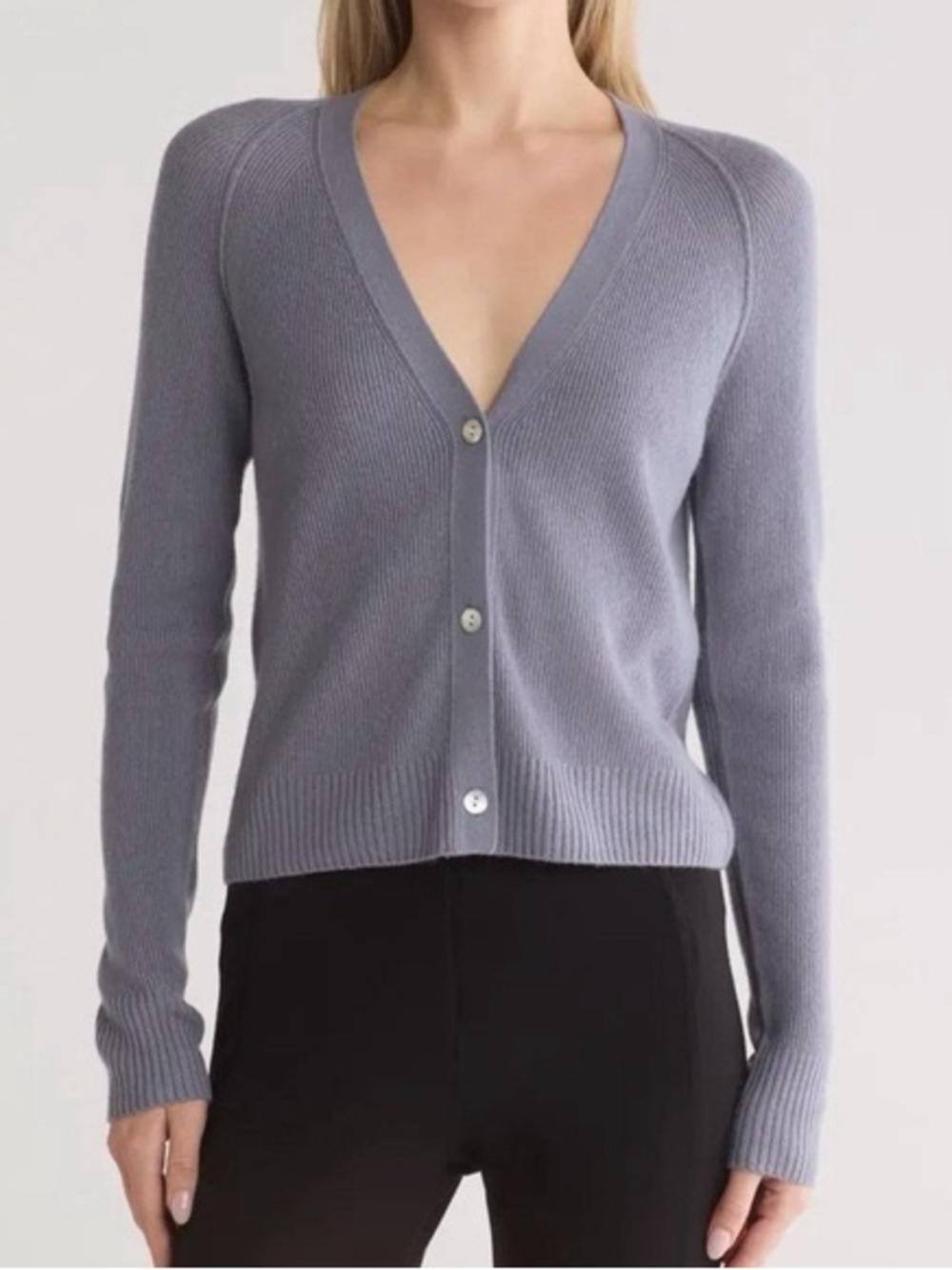 VINCE Cashmere Wool Wave Mist Button Up Knit Cardigan Sweater